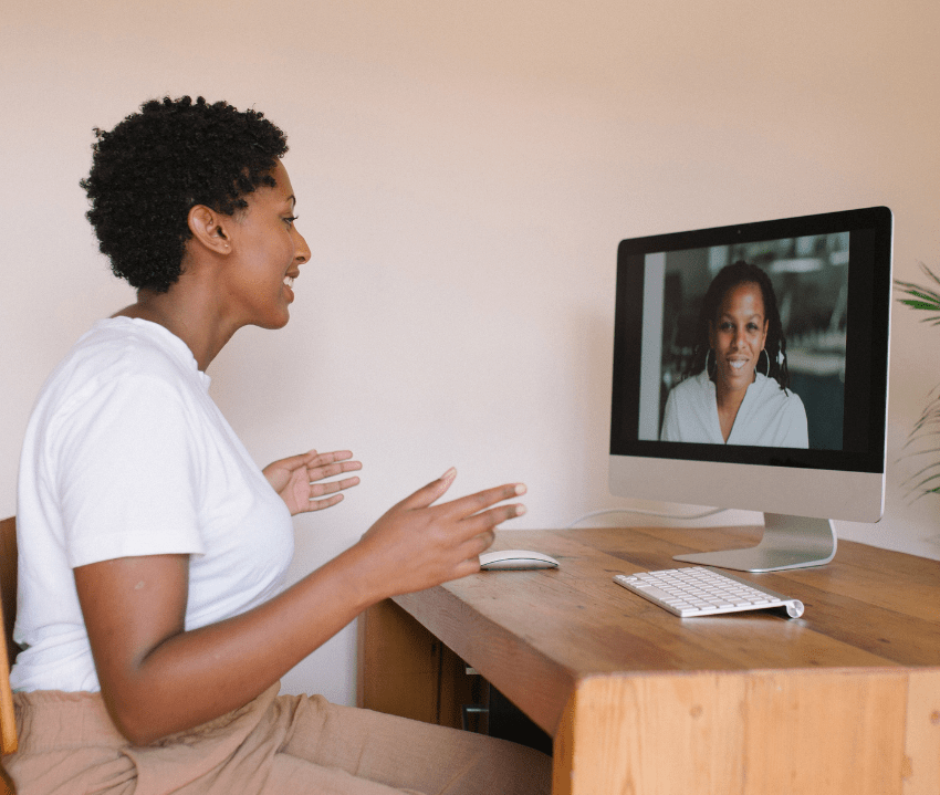 POC Therapists a person having a virtual appointment with a POC Therapists