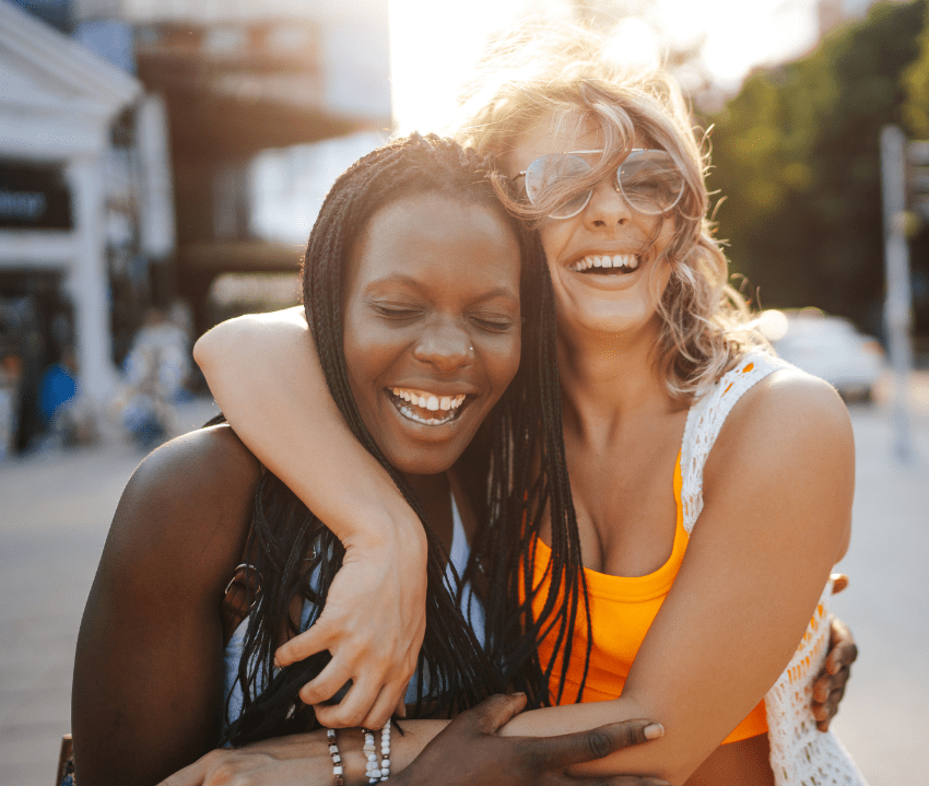 happy friends after successful relationship therapy