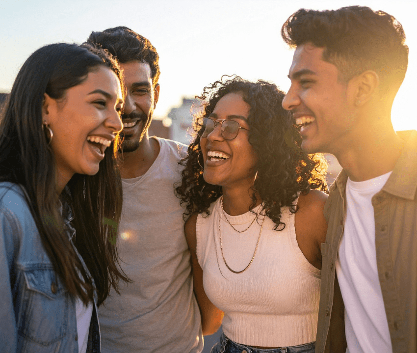 a happy friend group after each went to relationship counseling